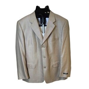 Alfani Mens Tan Silk and Wool Blend Suit Jacket Blazer Size 44R NWOT